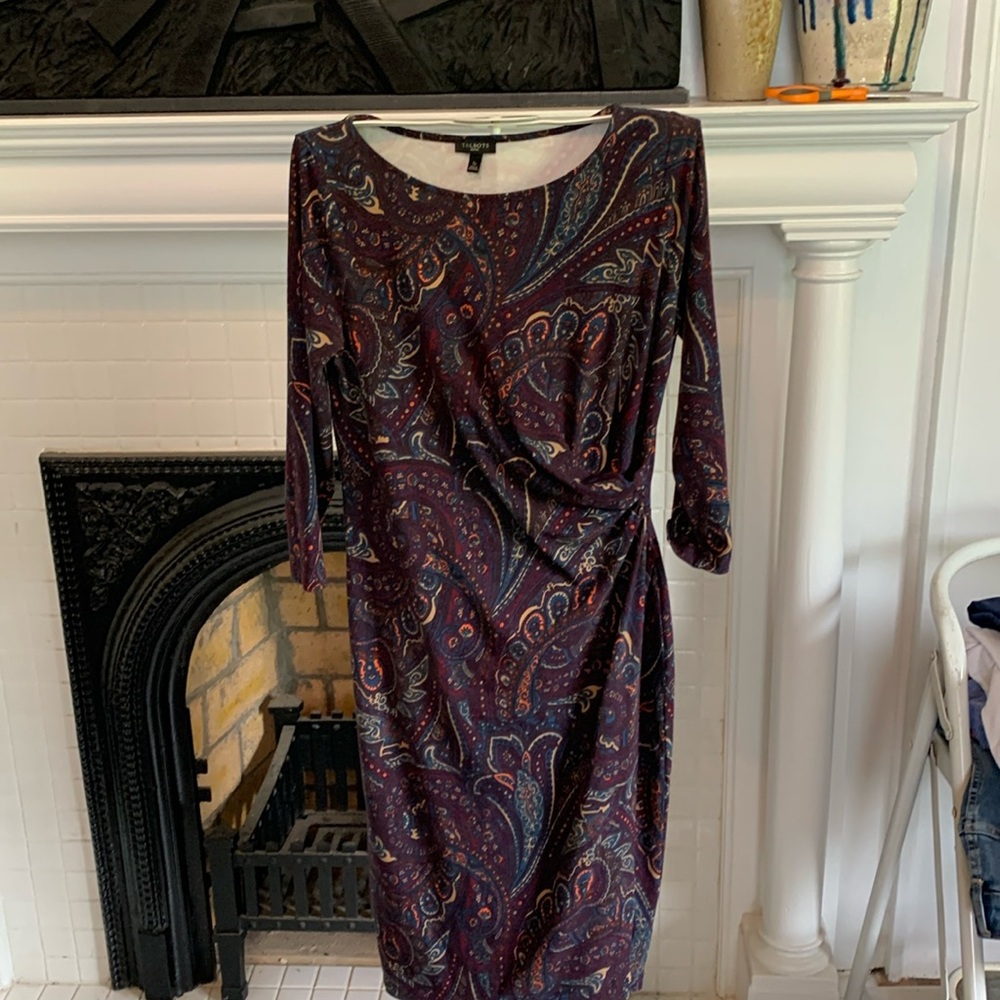 Talbots petites front ruched paisley midi. Worn about 3-4x